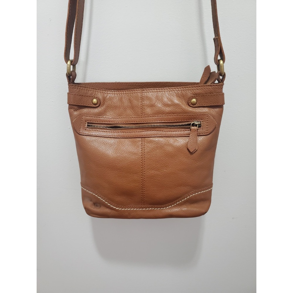 Born Bags Izabel Crossbody Bucket Purse Leather Shoulder Strap Brown